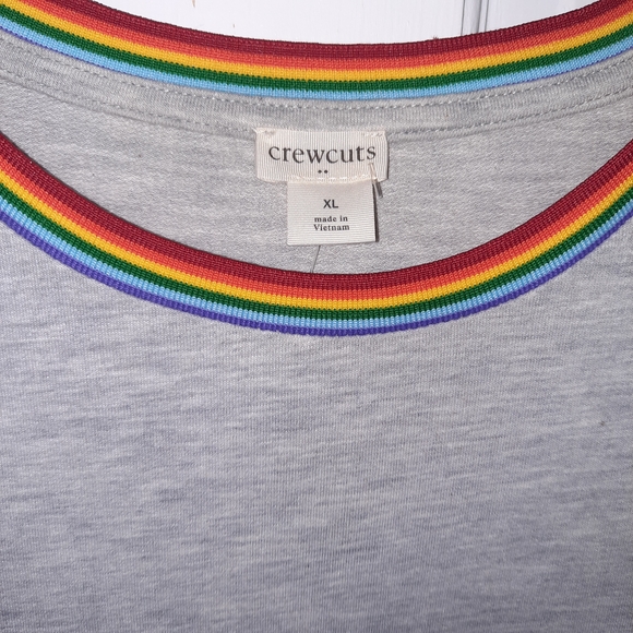 J.Crew Kids Crewcuts Gray Dress with Rainbow Color Collar, Cinched Waist - Picture 2 of 3